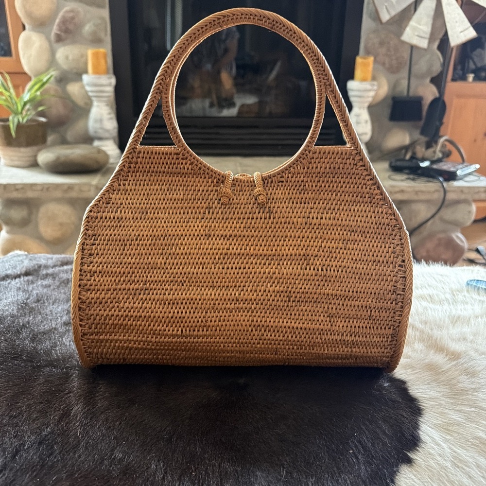 Rattan Bag Hand Woven In Kauai Hawaii Vintage New Never Used Made In Hawaii - Picture 3 of 12